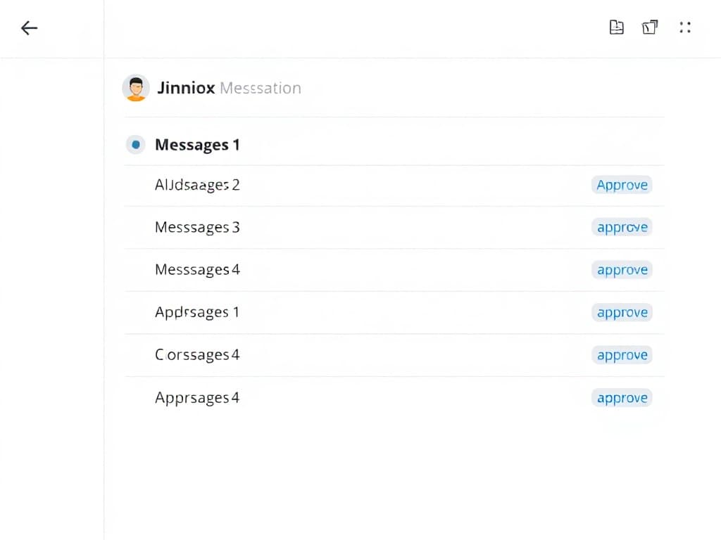 A tidy inbox with a short, numbered list and a small approve/review button beside each line.